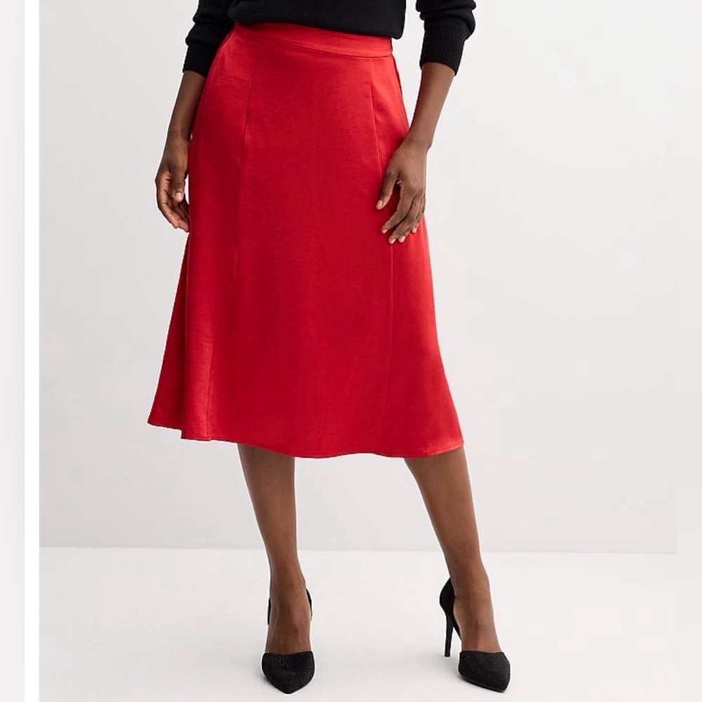 Draper James Brilliant Red Satin A-Line Pull‎ On Skirt Size XXL